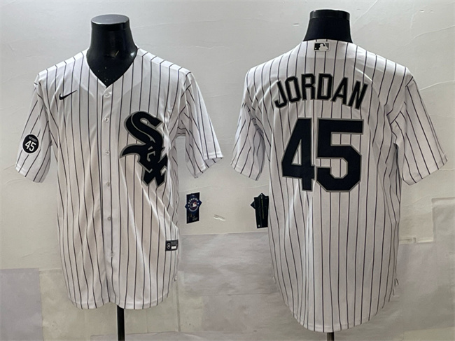 Men's Chicago White Sox #45 Michael Jordan White With Patch Cool Base Stitched Baseball Jersey Men's Chicago White Sox #45 Michael Jordan White With Patch Cool Base Stitched Baseball Jersey